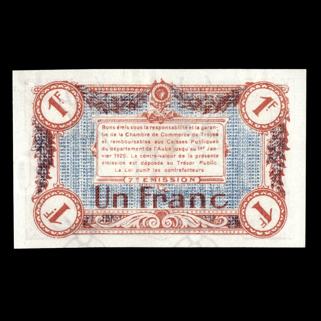 France 1916 Troyes 1 Franc Banknote