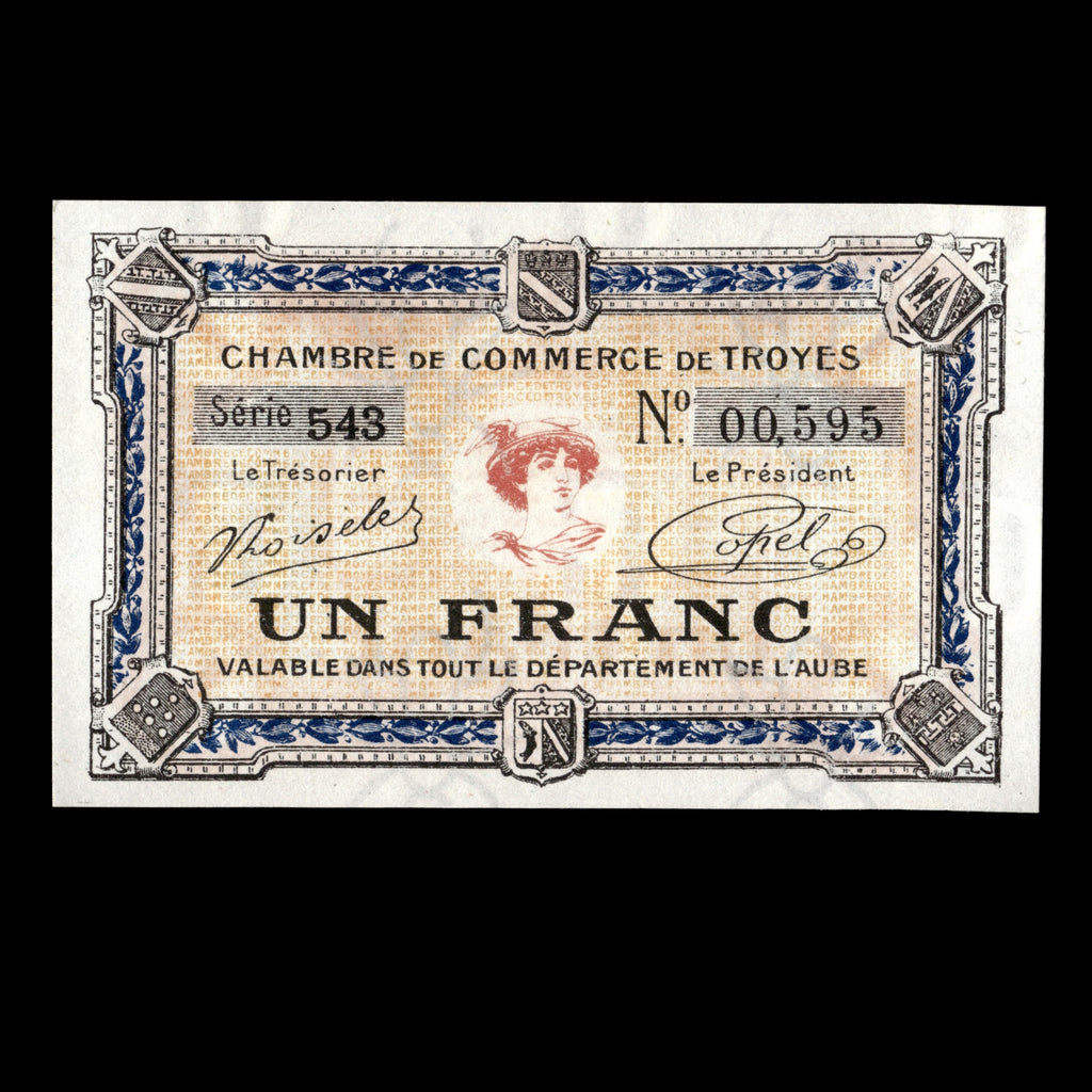 France 1916 Troyes 1 Franc Banknote