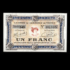 France 1916 Troyes 1 Franc Banknote