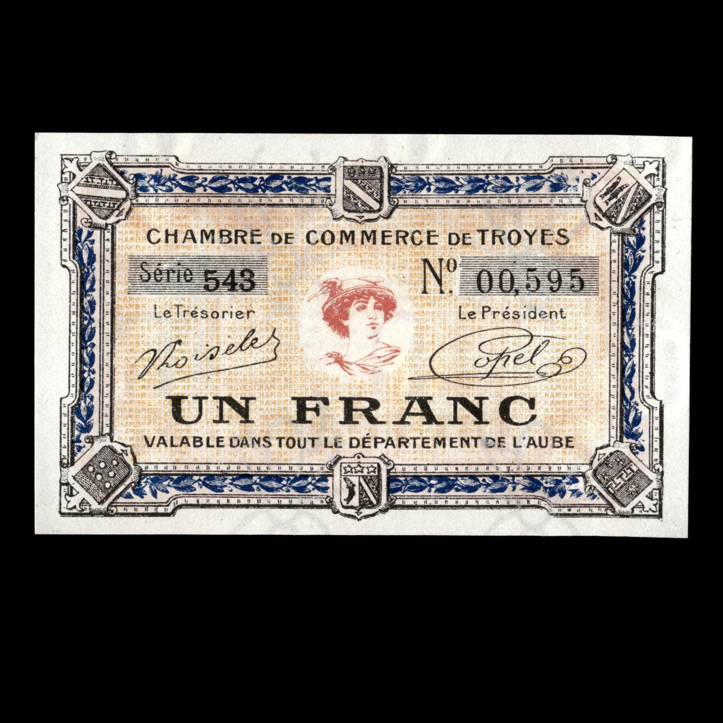 France 1916 Troyes 1 Franc Banknote
