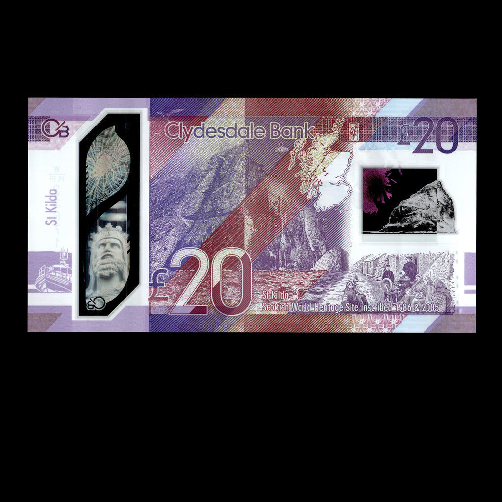 Scotland 2019 20 Pounds Clydesdale Bank Polymer Banknote