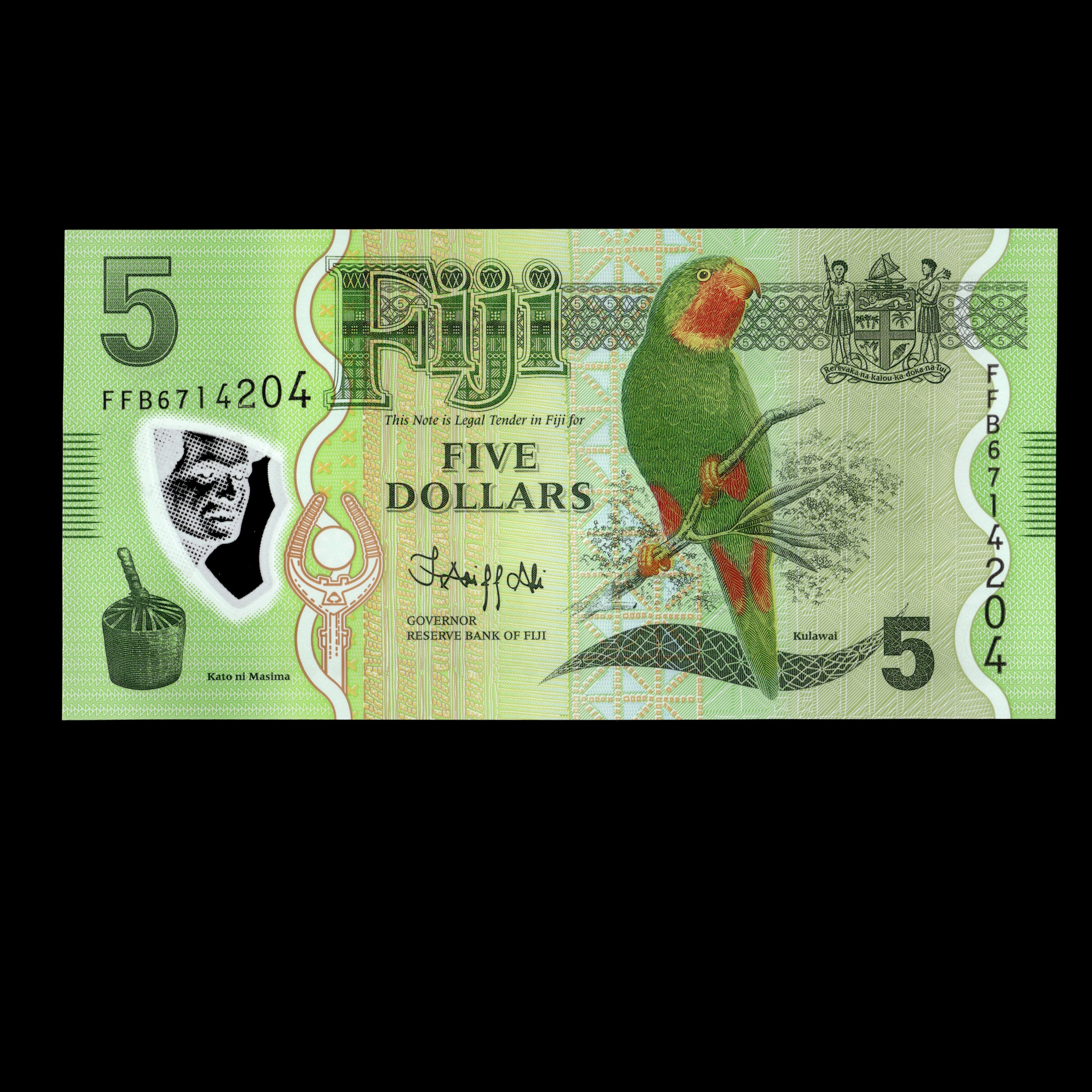 Fiji 2012 5 Dollars Polymer Banknote