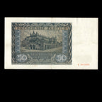 Poland 1941 50 Zlotych German Occupation In WWII Banknote