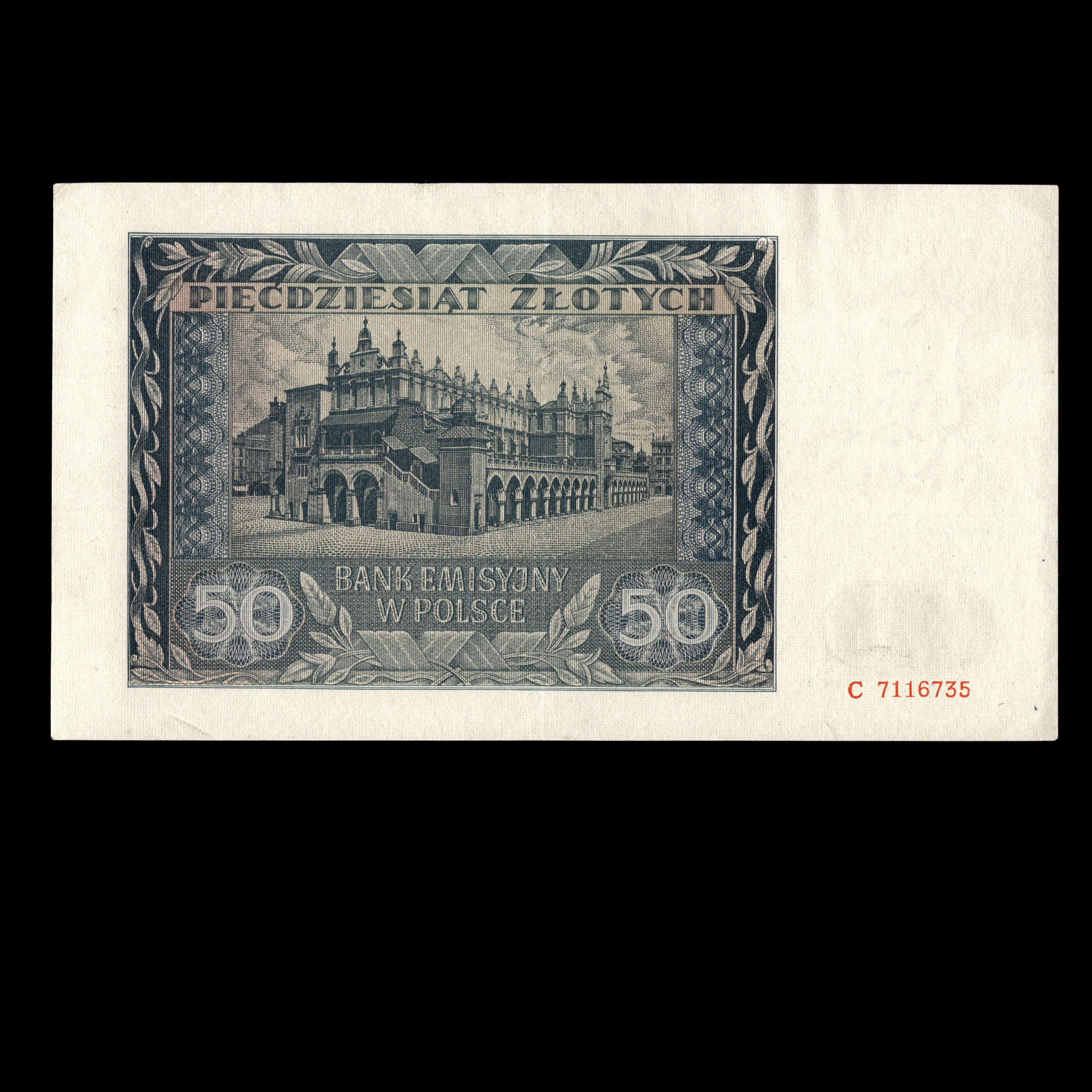 Poland 1941 50 Zlotych German Occupation In WWII Banknote