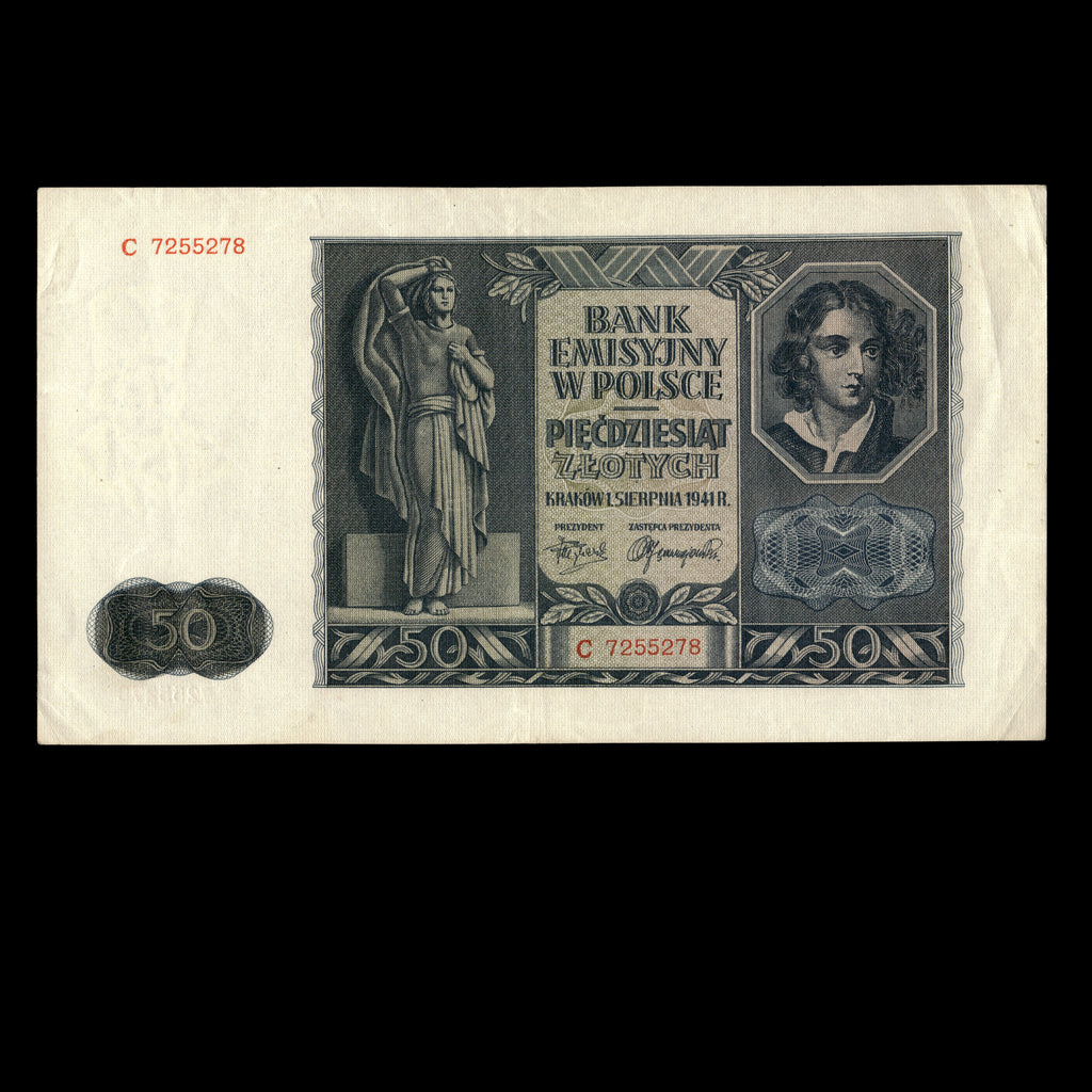 Poland 1941 50 Zlotych German Occupation In WWII Banknote