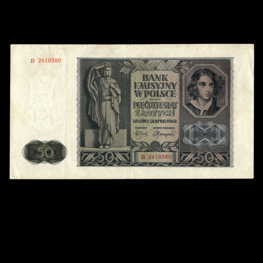 Poland 1941 50 Zlotych German Occupation In WWII Banknote