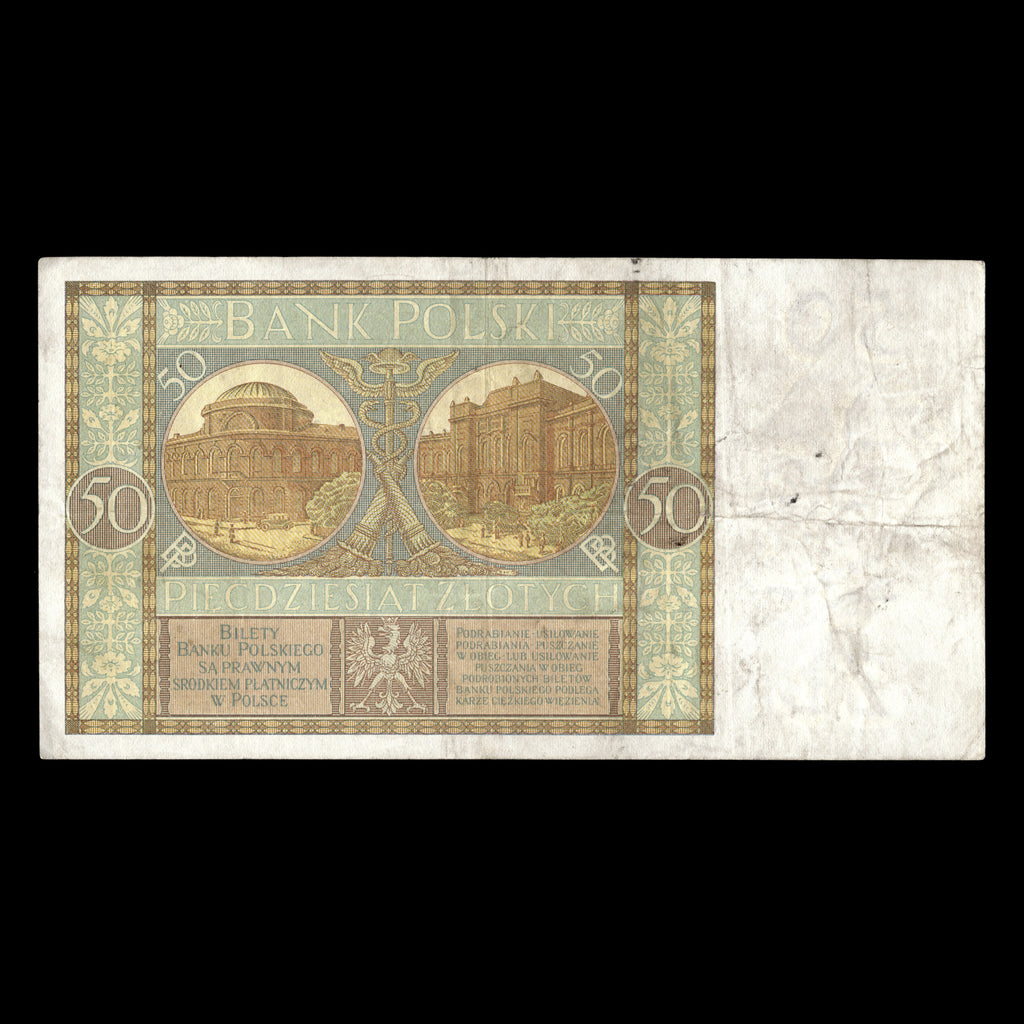 Poland 1929 50 Zlotych Banknote
