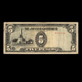 Philippines 1943 5 Pesos Japanese Occupation in WWII Banknote