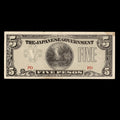 Philippines 1942 5 Pesos Japanese Occupation in WWII Banknote