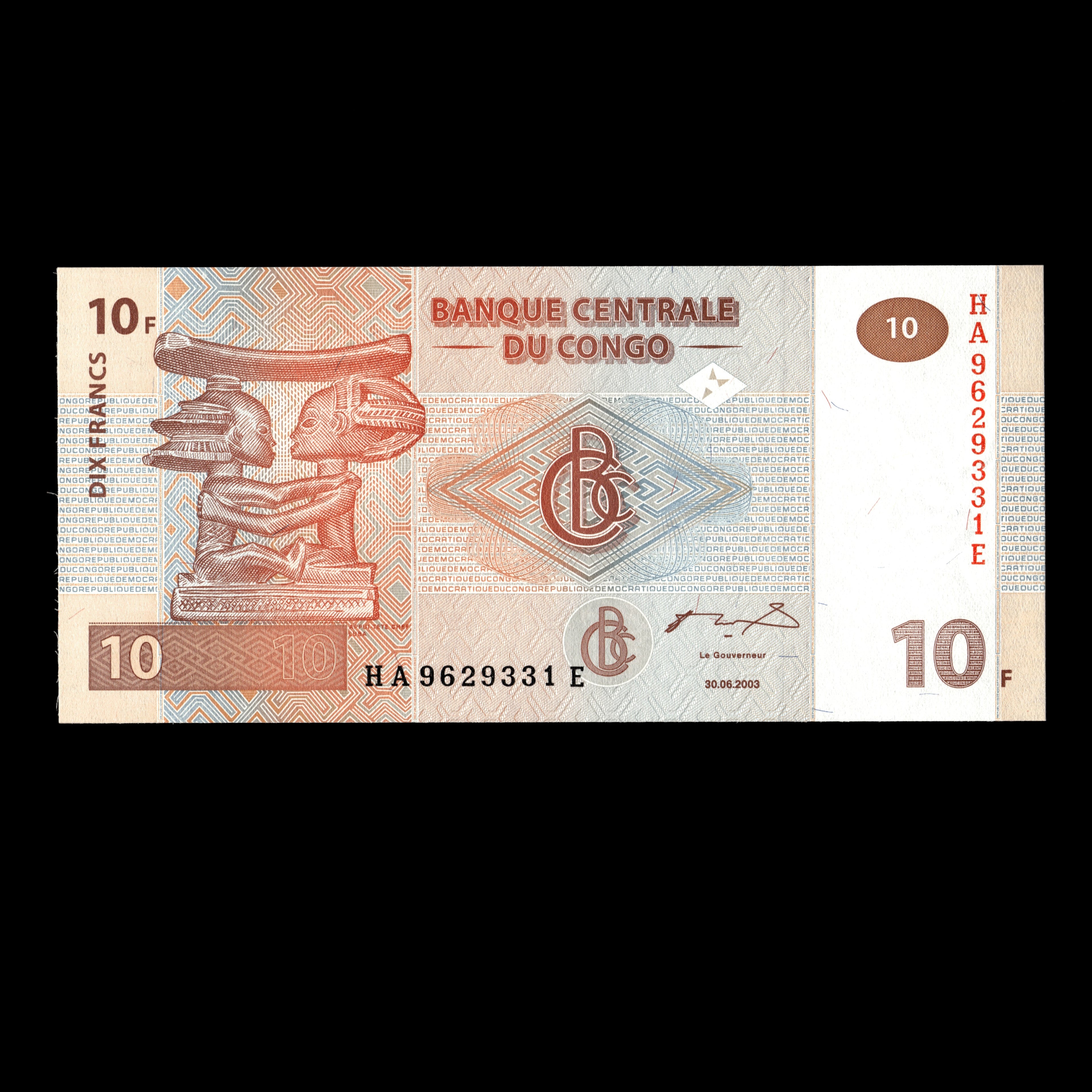 Congo Democratic Republic 2003 10 Francs Banknote