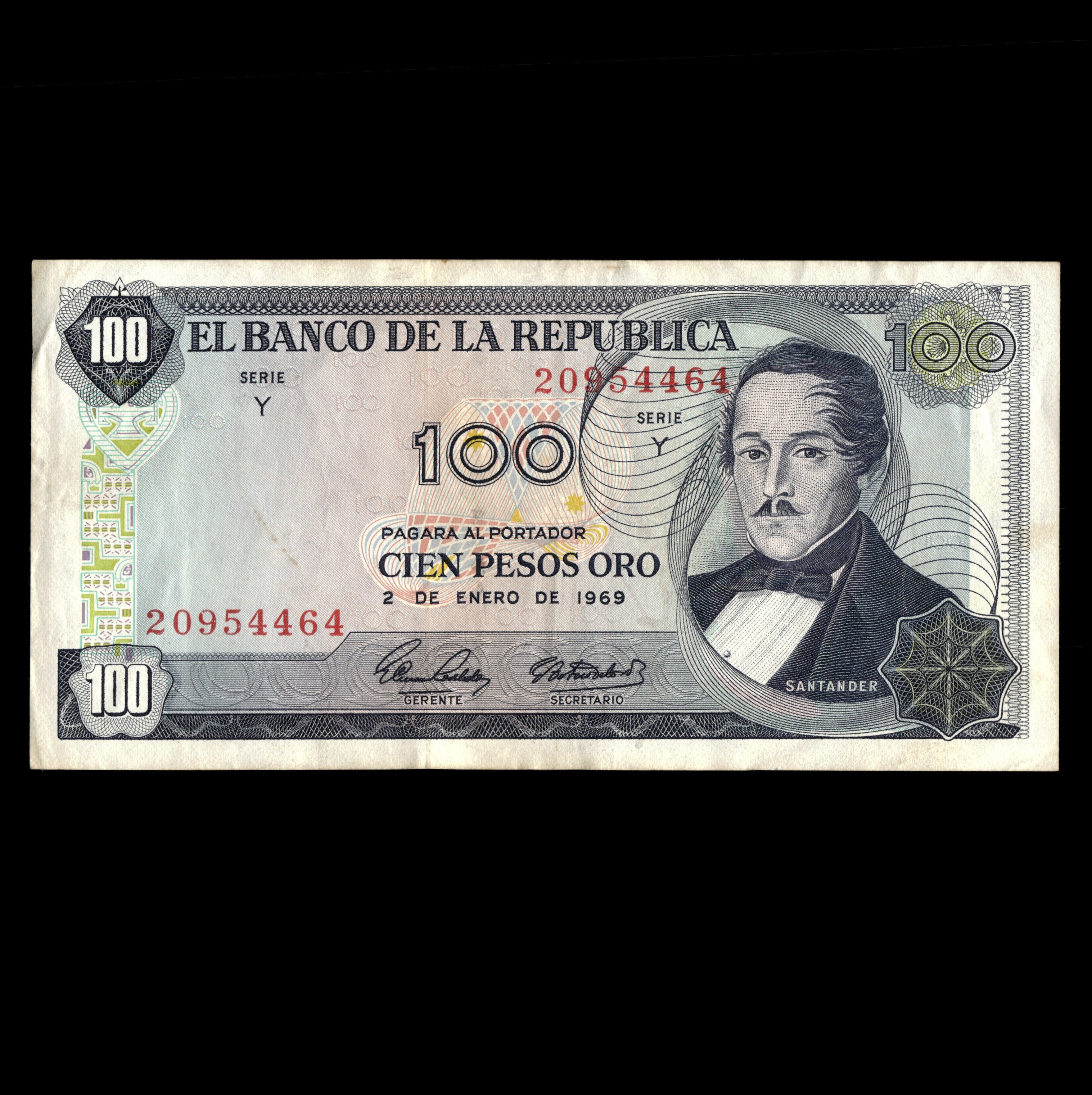 Colombia 1969 billete de 100 pesos