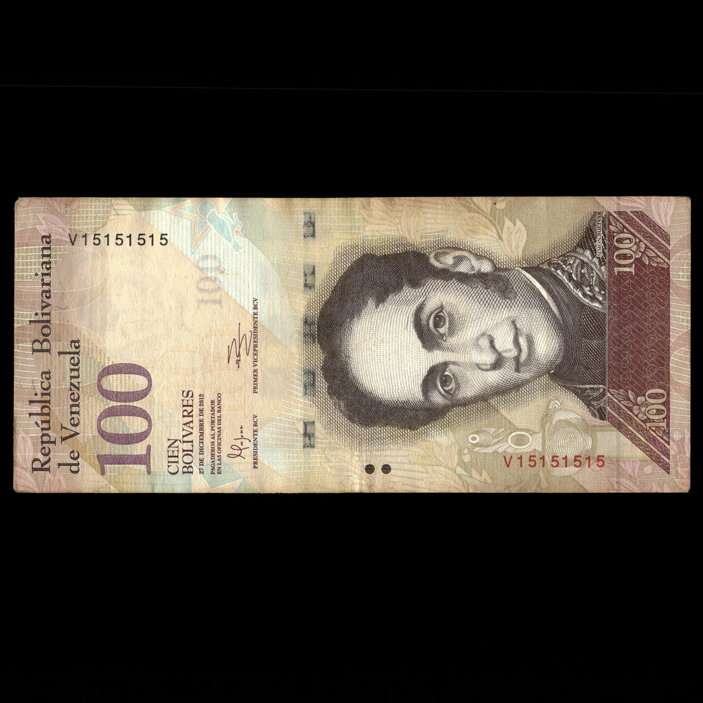 Venezuela 2012 100 Bolívares Billete de fantasía con número de serie