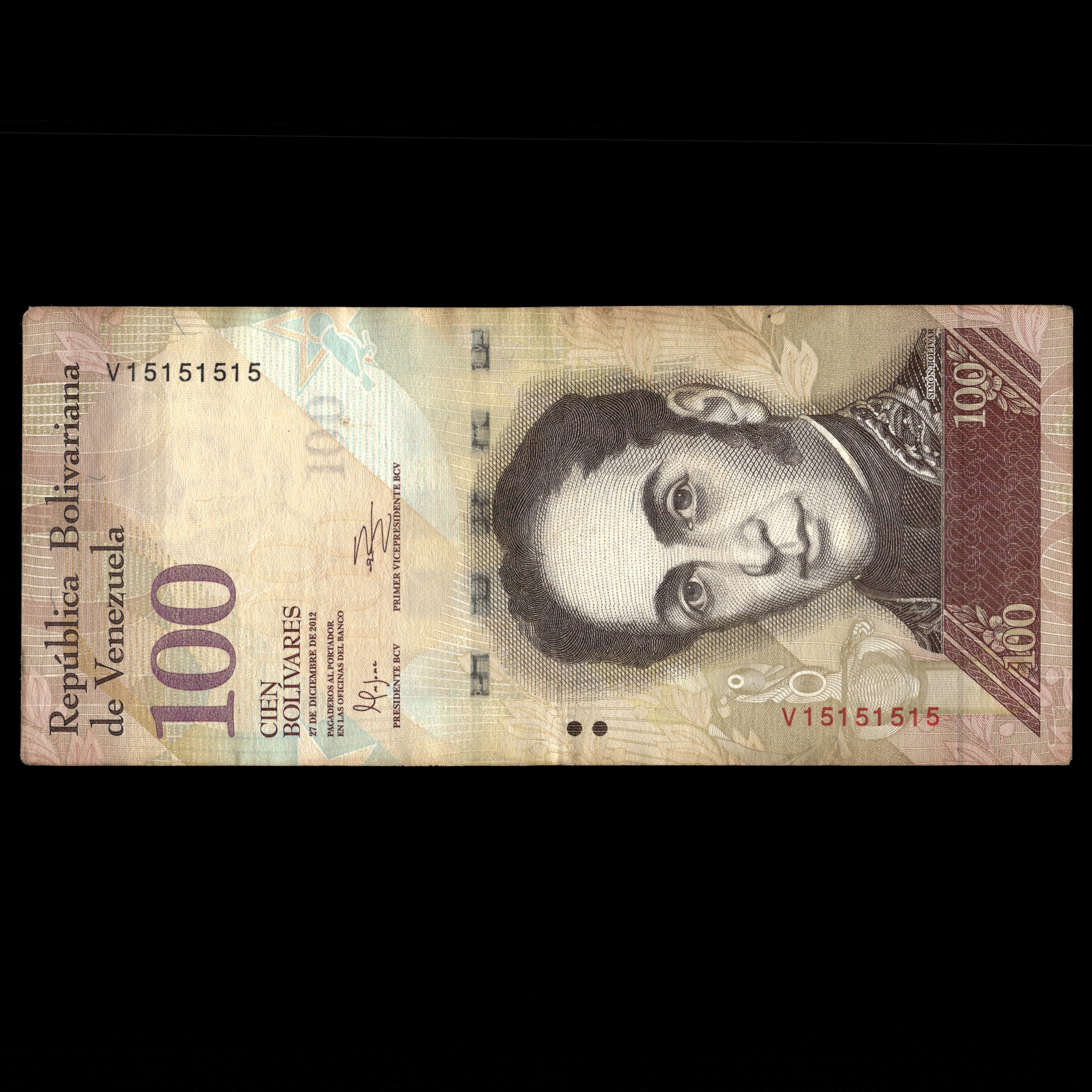 Venezuela 2012 100 Bolívares Billete de fantasía con número de serie