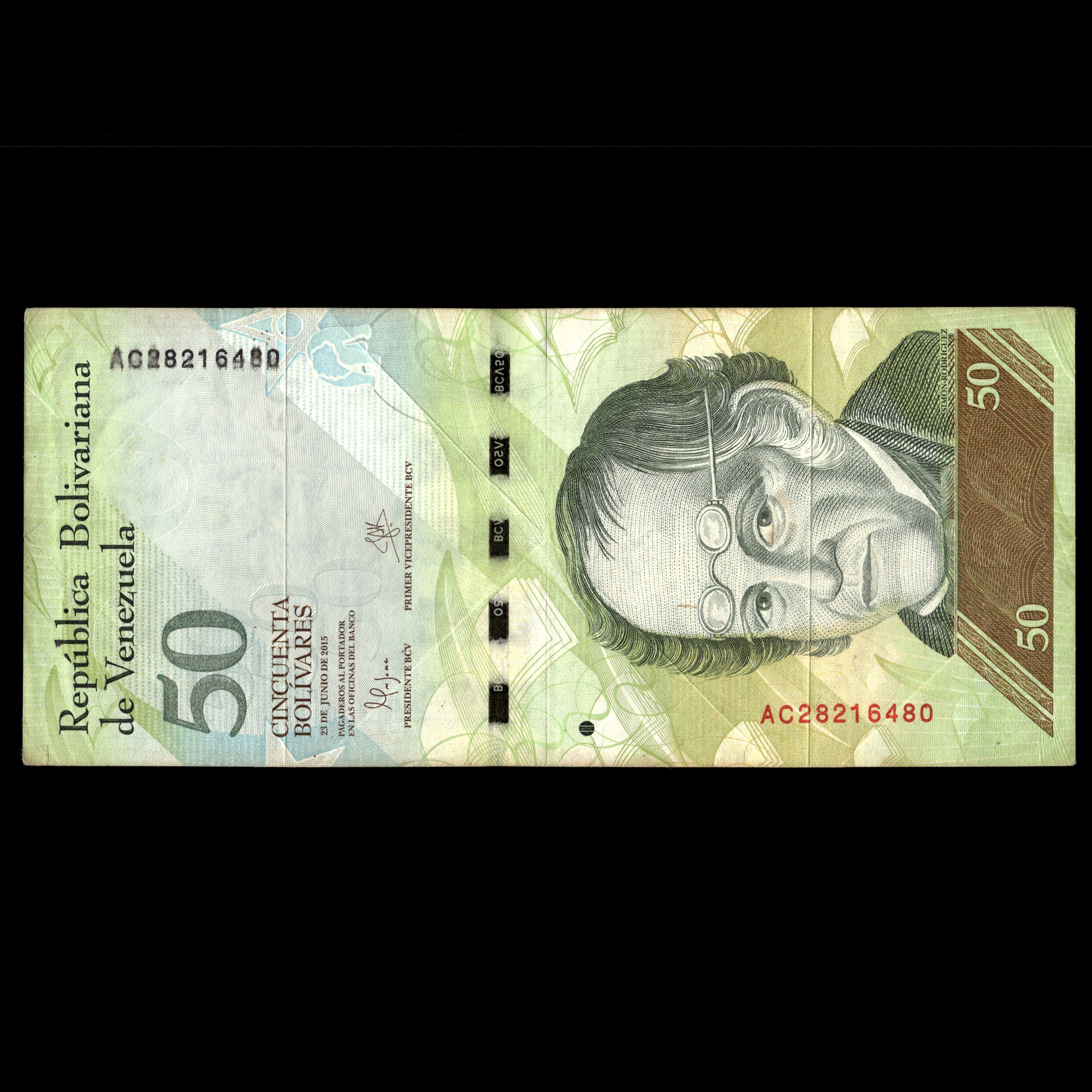 Venezuela 2015 50 Bolívares Billete con error