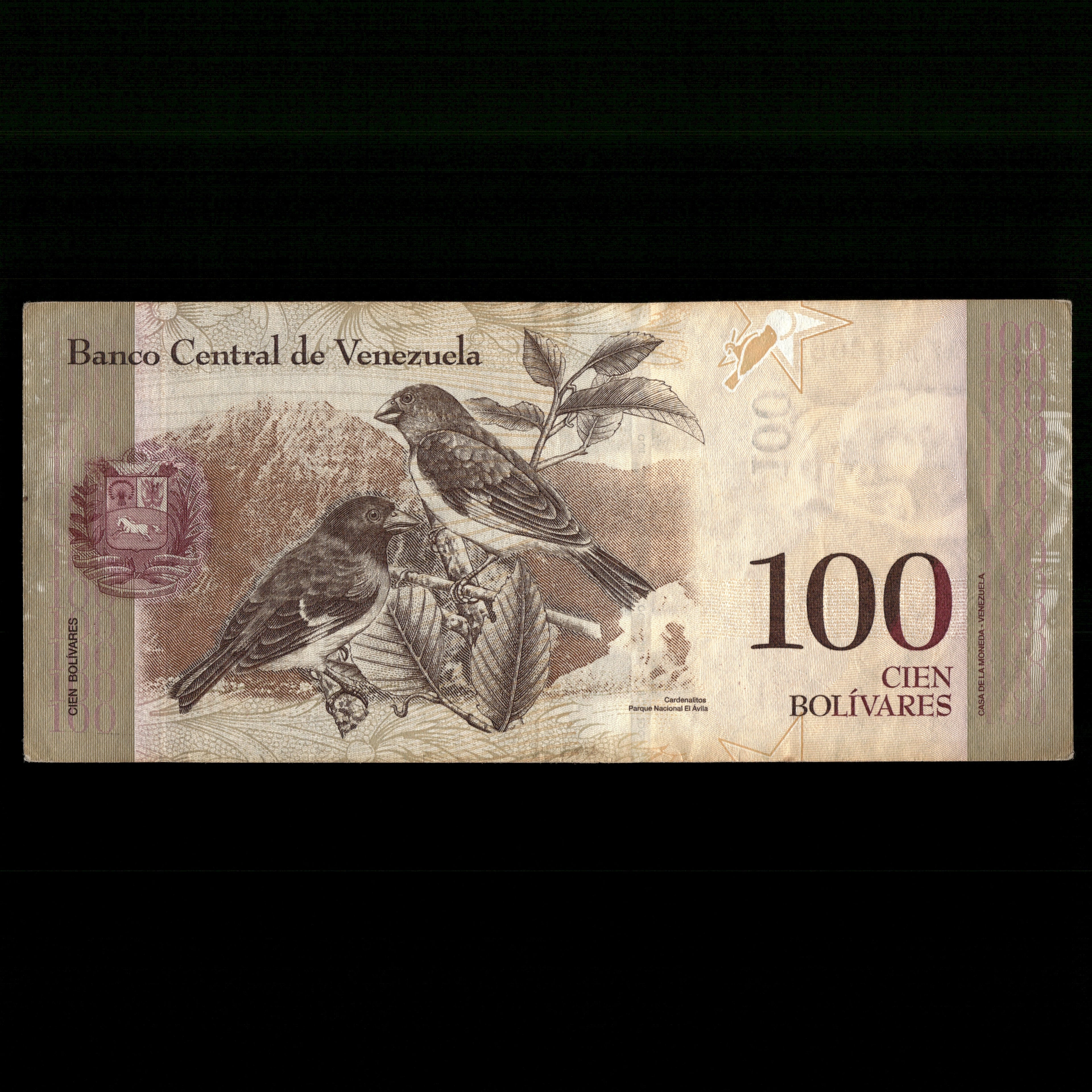 Venezuela 2015 100 Bolívares Billete con Error