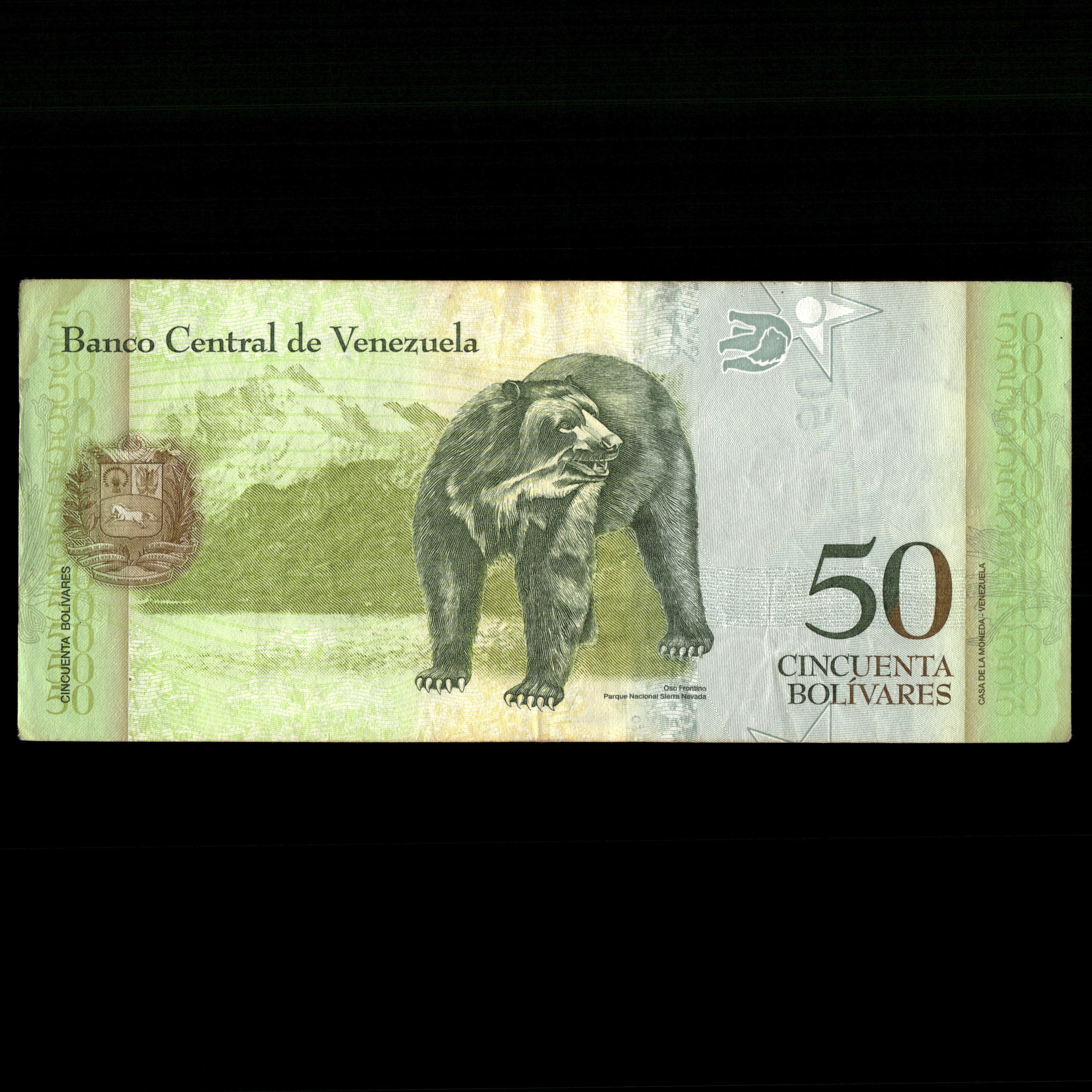 Venezuela 2015 50 Bolívares Billete con error