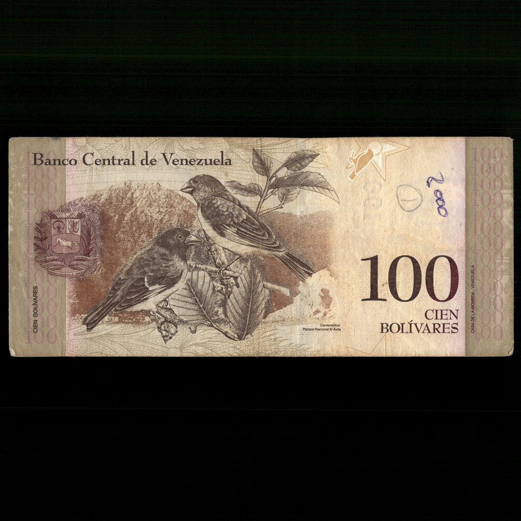 Venezuela 2012 100 Bolívares Billete de bajo N/S