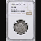 Italy 1936 R XIV 10 Lire NGC MS64 Silver Coin